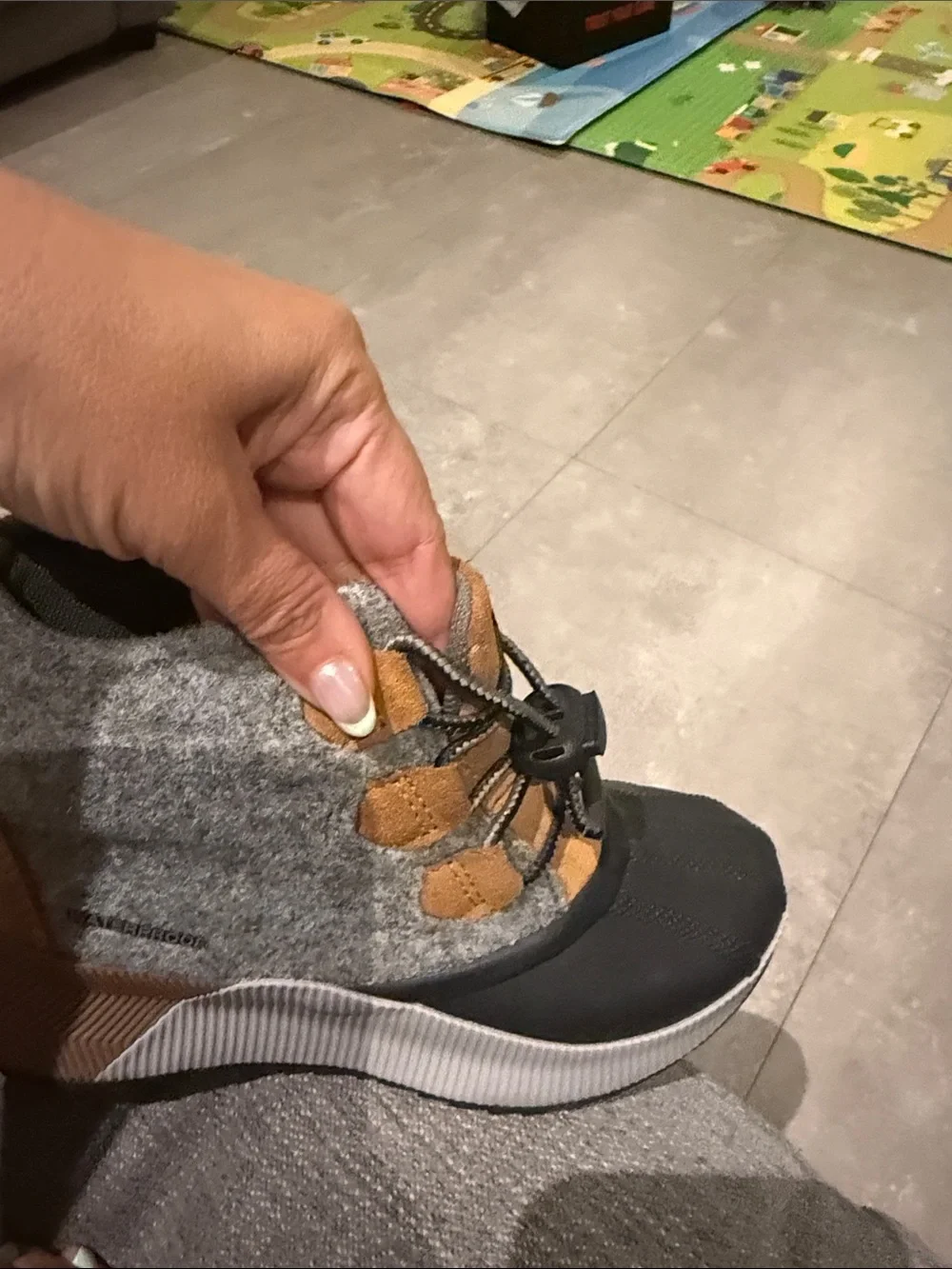 Sorel Wool-Trim Ankle Boot in Brown and Gray